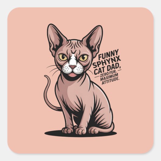 Sticker Carré Funny Sphynx Cat Dad Vector Art (Devant)