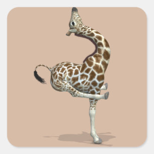 Sticker Carré Funny Sporty Giraffe