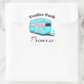 Sticker Carré Funny Trailer Park Princess RV Camping (Sac)