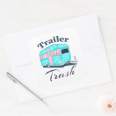 Sticker Carré Funny Trailer Trash RV Camping (Enveloppe)