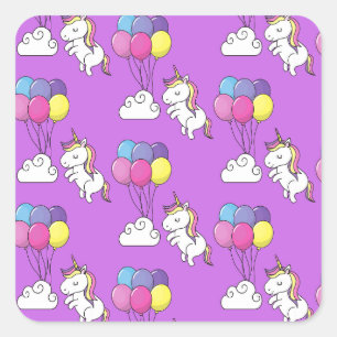 Sticker Carré Funny Unicorn Motif Magic Horse