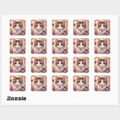 Sticker Carré Fuschia Cat (Feuille)