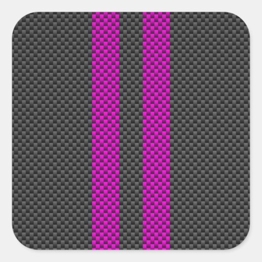 Sticker Carré Fuschsia Pink Stripes en fibre de carbone (Devant)