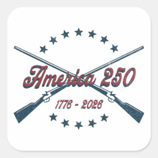 Sticker Carré Fusils Croisés Patriotiques Amérique 250 1776-2026