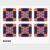 Sticker Carré Fusion Florale Violette et Jaune (Feuille)