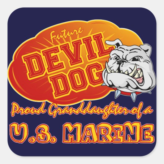 Sticker Carré Futur diable chien (Devant)
