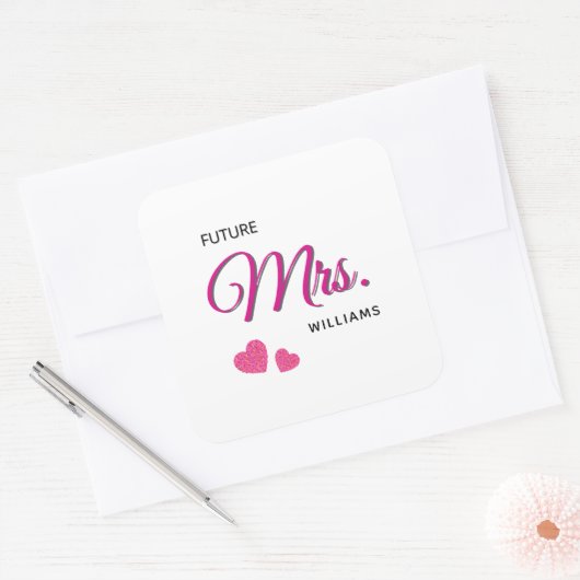 Sticker Carré Future Mrs Personalized Wedding Design  (Enveloppe)