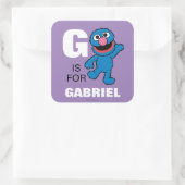 Sticker Carré G est pour Grover | Ajouter Votre Nom (Sac)