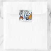 Sticker Carré Gagnon - Matin d'hiver, Baie-Saint-Paul, (Sac)