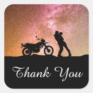 Sticker Carré Galaxie Couple Romantique Mariage Remerciements Cr