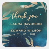 Sticker Carré galaxie de nébuleuse verte ciel nocturne feuille d (Devant)