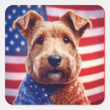 Gallois Terrier Avec Drapeau Américain Et Bandana