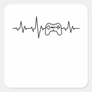 Sticker Carré GAMER HEARTBEAT Funny Gamer Joueur vidéo