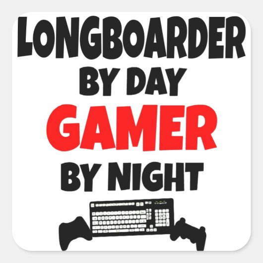 Sticker Carré Gamer Longboarder (Devant)
