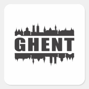 Sticker Carré Gand Belgique City Skyline Cityscape Voyage Cadeau