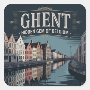 Sticker Carré Gand - Joyau Caché de la Belgique