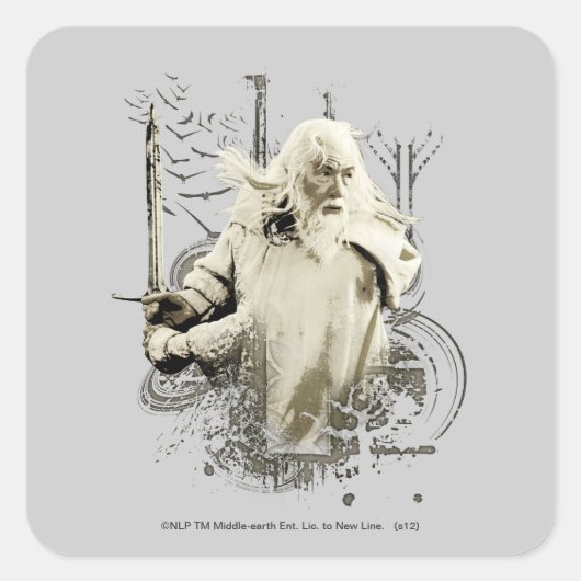 Sticker Carré GANDALF™ avec collage vectoriel d'épée (Devant)