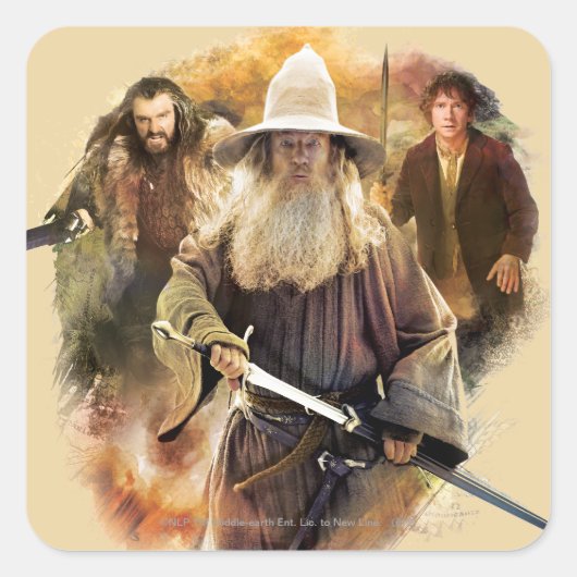 Sticker Carré Gandalf, THORIN OAKENSHIELD™ & BILBO BAGGINS™ (Devant)