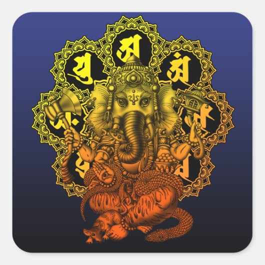 Sticker Carré Ganesha Mandala2 (Devant)
