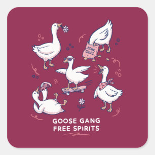 Sticker Carré Gang de l'oie idiote T-shirt de l'oie drôle