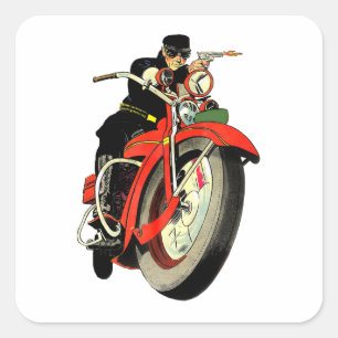 Sticker Carré Gangster Biker Man Motorcycles Comics Art