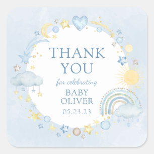 Sticker Carré Garçon Aquarelle Rainbow Sip Et Voir