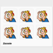Sticker Carré Garçon avec casque (Feuille)