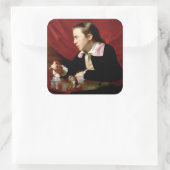 Sticker Carré Garçon avec un écureuil (Sac)