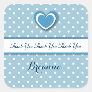 Sticker Carré Garçon Baby shower Merci Pois BLEU