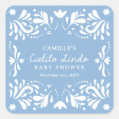 Sticker Carré Garçon Cielito Lindo Baby Shower Bleu (Devant)