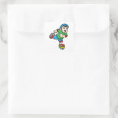 Sticker Carré Garçon en patinage avec patins et casque (Sac)