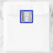 Sticker Carré Garçon Première Sainte Communion Argent Royal Blue (Sac)