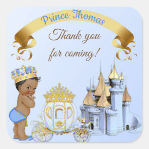 Sticker Carré Garçon royal de prince Castle Carriage Blue Gold