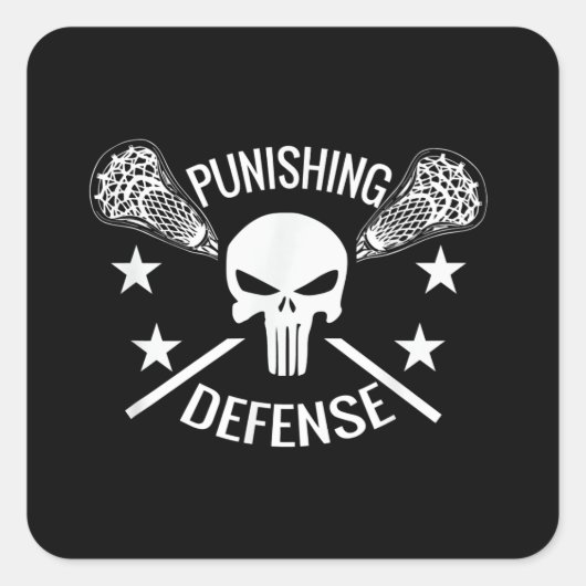 Sticker Carré Garçons Lacrosse Crâne et bâtons Cadeau (Devant)