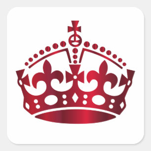 Sticker Carré Garder le calme Couronne rouge - Changer d'arrière