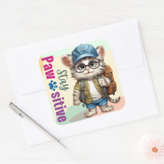 Sticker Carré Garder le sac à dos à porter pour chats à vapeur