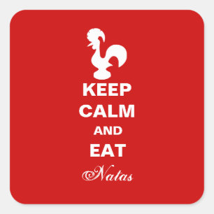 Sticker Carré Gardez l'autocollant Calm and Eat Natas Carré.