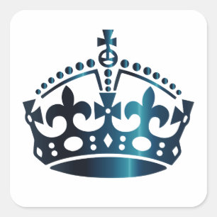 Sticker Carré Gardez le calme Couronne bleu foncé - Changer d'ar