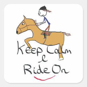 Sticker Carré Gardez Le Calme Équitation