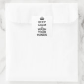 STICKER CARRÉ GARDEZ LE CALME ET LAVEZ-VOUS LES MAINS (Sac)