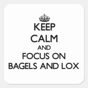 Sticker Carré Gardez le calme et le foyer sur les bagels et le
