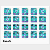 Sticker Carré Gardez-le simple : Cyan Heart & Clarity Art Motif (Feuille)