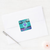 Sticker Carré Gardez-le simple : Cyan Heart & Clarity Art Motif (Enveloppe)