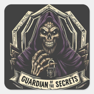 Sticker Carré Gardien des secrets - Méchant gardien de cristal