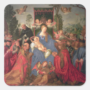 Sticker Carré Garland du Retable Rose, 1600