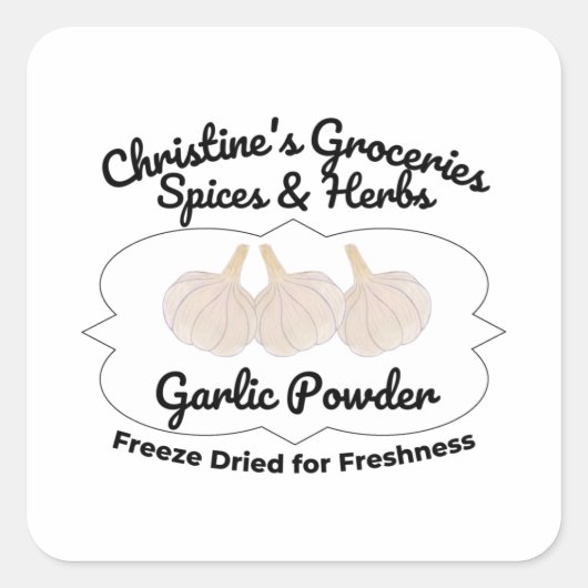 Sticker Carré Garlic Powder spice jar. (Devant)