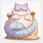 Sticker Carré Gat Paresseux Friandise Sommeil (Devant)
