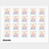 Sticker Carré Gâteau à base de Polka et confetti (Feuille)