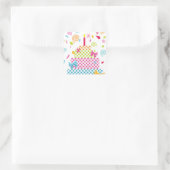 Sticker Carré Gâteau à base de Polka et confetti (Sac)