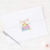 Sticker Carré Gâteau à base de Polka et confetti (Enveloppe)